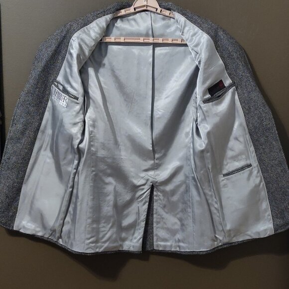 Vintage Hanover Square Wool Herringbone Tweed Throat Latch Blazer Sport Coat 41L - Picture 5 of 11